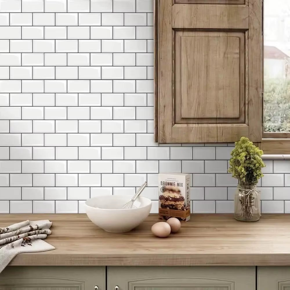 Thicker Subway Tiles Peel and Stick Premium Wall Tiles Stick on Tiles Kitchen Backsplash - 5 Pieces Pack