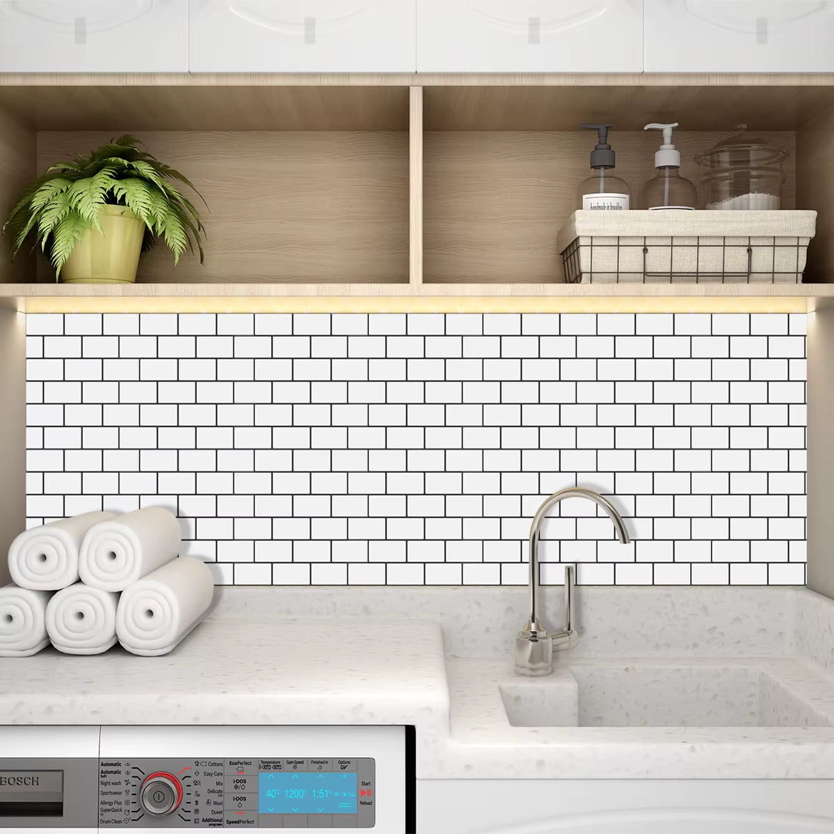 Thicker Subway Tiles Peel and Stick Premium Wall Tiles Stick on Tiles Kitchen Backsplash - 5 Pieces Pack