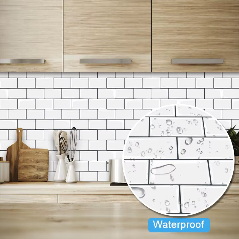 Thicker Subway Tiles Peel and Stick Premium Wall Tiles Stick on Tiles Kitchen Backsplash - 5 Pieces Pack