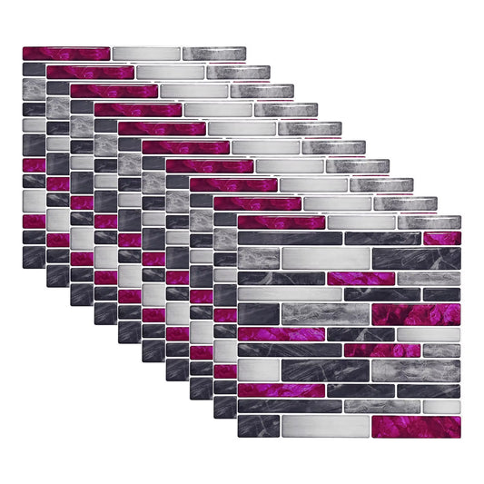 10PCS 10X10Cm Wall Stickers Self Adhesive Tile Sticker Simulation Marble Embossed Mosaic Pattern Kitchen Bathroom Wall Decor