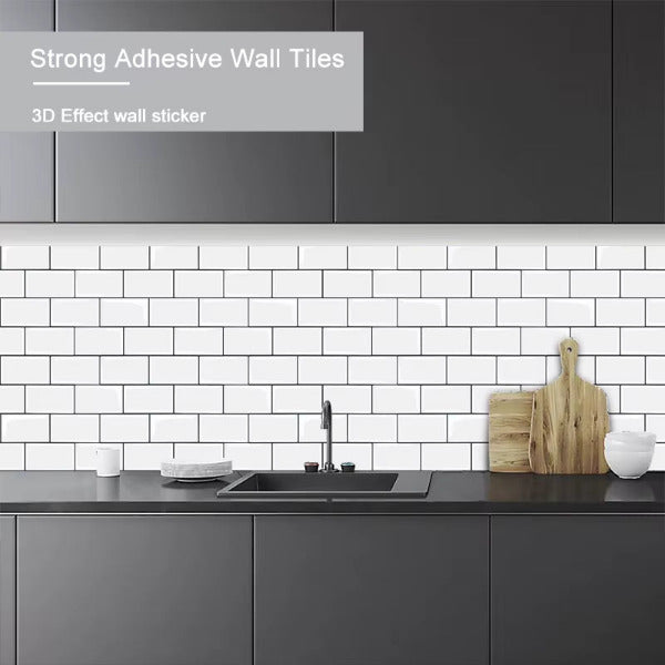 Thicker Subway Tiles Peel and Stick Premium Wall Tiles Stick on Tiles Kitchen Backsplash - 5 Pieces Pack
