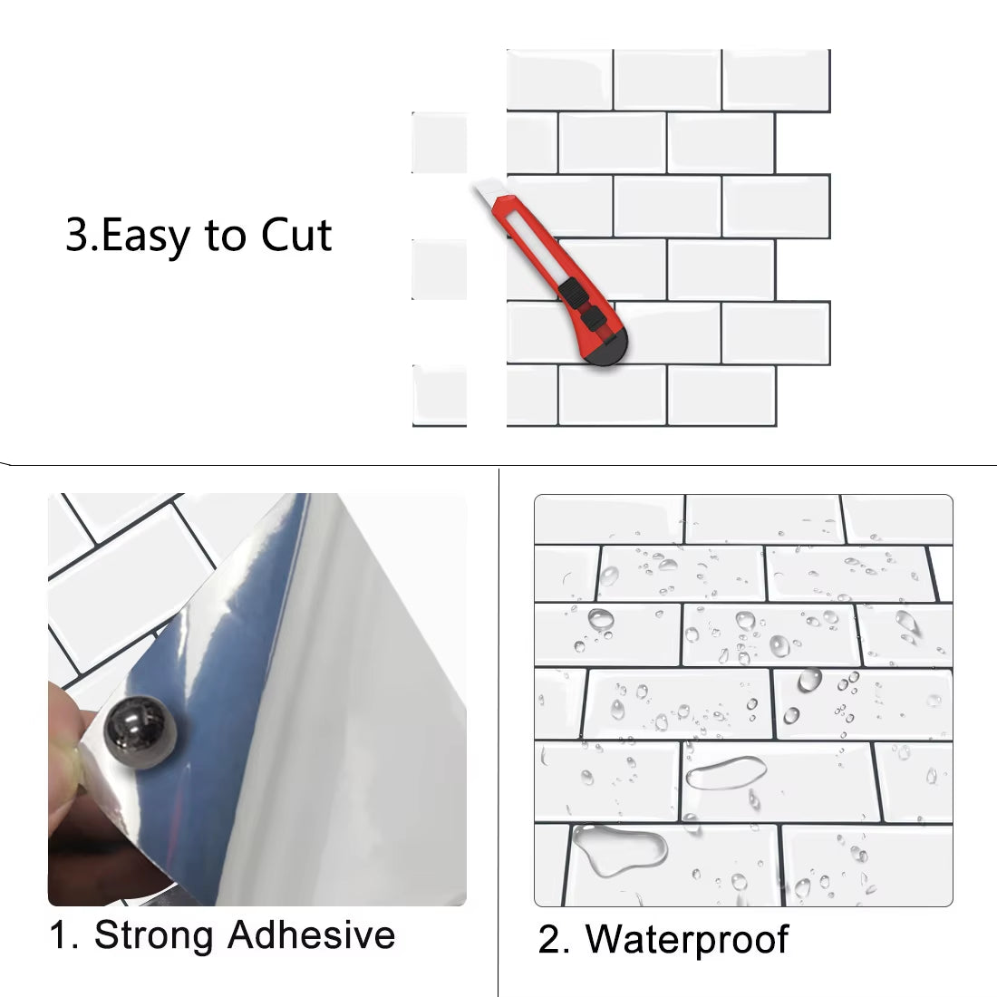 Thicker Subway Tiles Peel and Stick Premium Wall Tiles Stick on Tiles Kitchen Backsplash - 5 Pieces Pack