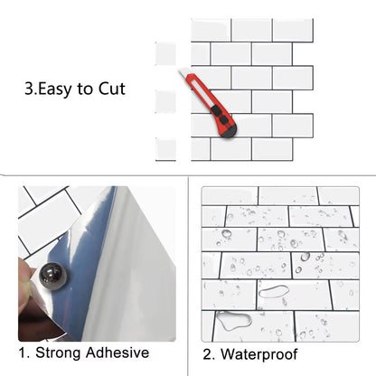 Thicker Subway Tiles Peel and Stick Premium Wall Tiles Stick on Tiles Kitchen Backsplash - 5 Pieces Pack